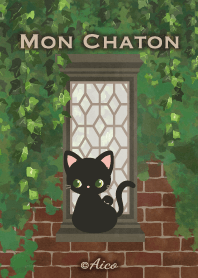 猫のいる暮らし-赤レンガと黒猫-