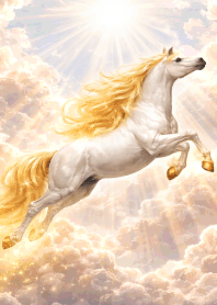 White Horse Soaring Through the Sky