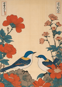 Ukiyo-e -Bird 3D1525