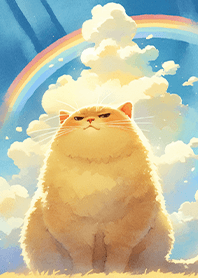 A big cat with a rainbow (crayon) 2 JP