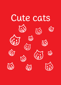 cute cats drawing RED