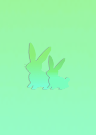 Simple parent and child rabbit bluegreen