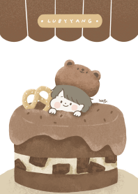 Sweet boyfriend and chocolate cake
