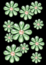 パールのお花 グリーン系 ロゴ無し