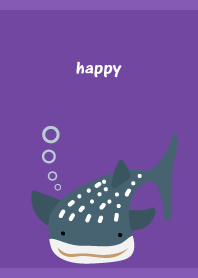 happy whale shark on purple