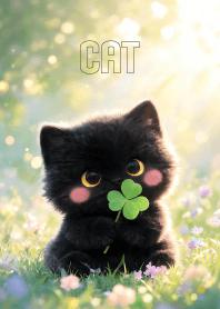 Cute Black Cat & Clover...