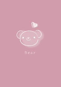 simple loose heart bear white pink beige