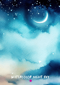 WATERCOLOR-NIGHT SKY MOON 7