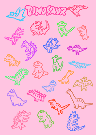 Gathering dinosaur toys graffiti/pink.