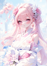 ピンクの着物の女の子