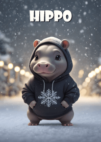 Hippopo, a cute in winter 3