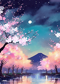 Beautiful night cherry blossoms#799