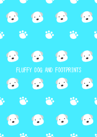 FLUFFY DOG AND FOOTPRINTSj-NEON BLUE