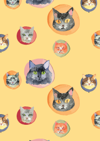 holiday cat on brown & yellow