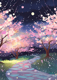 Beautiful night cherry blossoms#2744