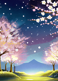 Beautiful night cherry blossoms#2925