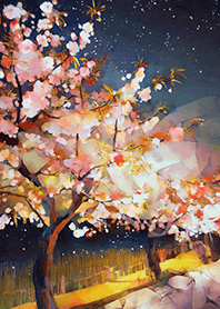Beautiful night cherry blossoms#1179