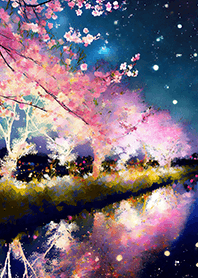 Beautiful night cherry blossoms#2647