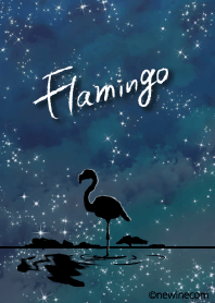 Night, star and flamingo.
