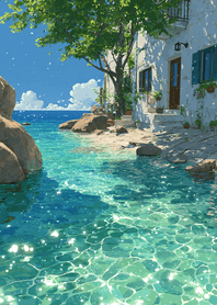 Purple White House by Clear Sea
