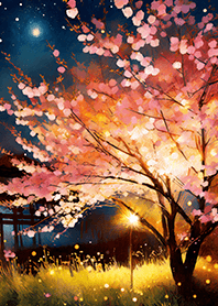 Beautiful night cherry blossoms#2844