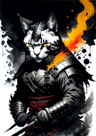 Ink wash cat samurai 077Df8