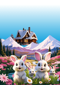Rabbit cute cartoon theme
