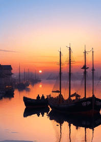 Dock morning mist sunset E9539e
