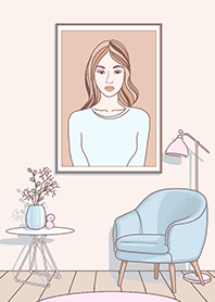 drawing of a woman and a resting corner