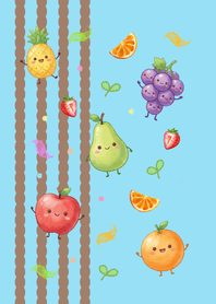 Happy Fruits Blue & Brown