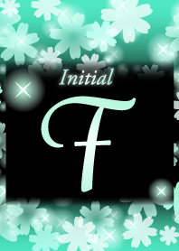 【F】イニシャル❤️お花-ミント×黒-
