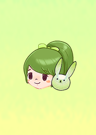 ヨモギ女の子と緑のうさぎ