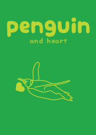 ペンギンとハート (鸚緑)