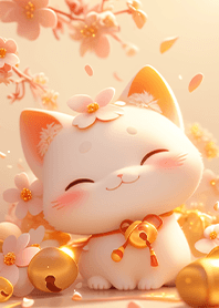 Peach blossom golden bell fortune cat