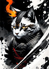 Ink wash cat samurai 942199