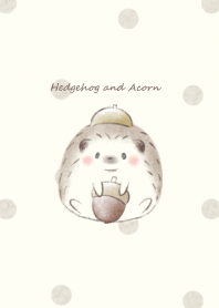 Hedgehog and Acorn -beige- dot