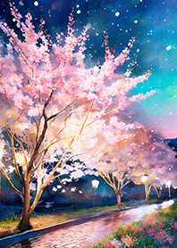 Beautiful night cherry blossoms#587