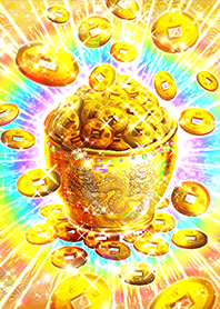 A golden pot overflowing with coins