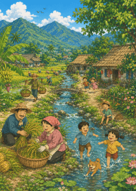 Breeze, Rice Fields & Stream