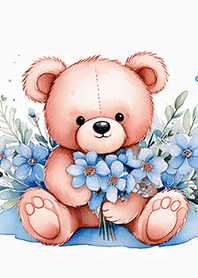 Flower basket Teddy [blue]