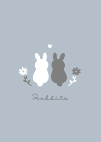 Rabbits & Flower/blue beige.