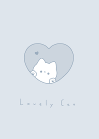 Cat in Heart(line)/pale blue gray