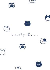貓臉 / navy white