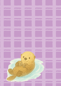 Cute sea otter on light purple