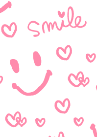 スマイルハート沢山-白×ピンク-