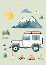 상쾌한 숲 속 캠핑 (수채화)