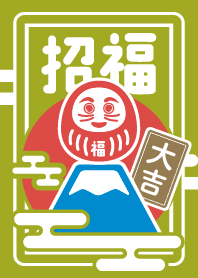 Daruma on Mt. Fuji / Green Tea Color