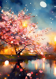 Beautiful night cherry blossoms#1232