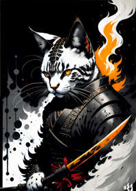 Ink wash cat samurai e8e685