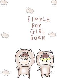 簡單 一個男孩 一個女孩 野豬